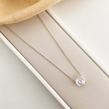 Gargantilha Prata Ponto Luz Cristal D 45cm 8mm Moissanite
