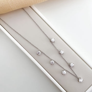 Gargantilha Prata 7p Red Cristal 5mm Moissanite