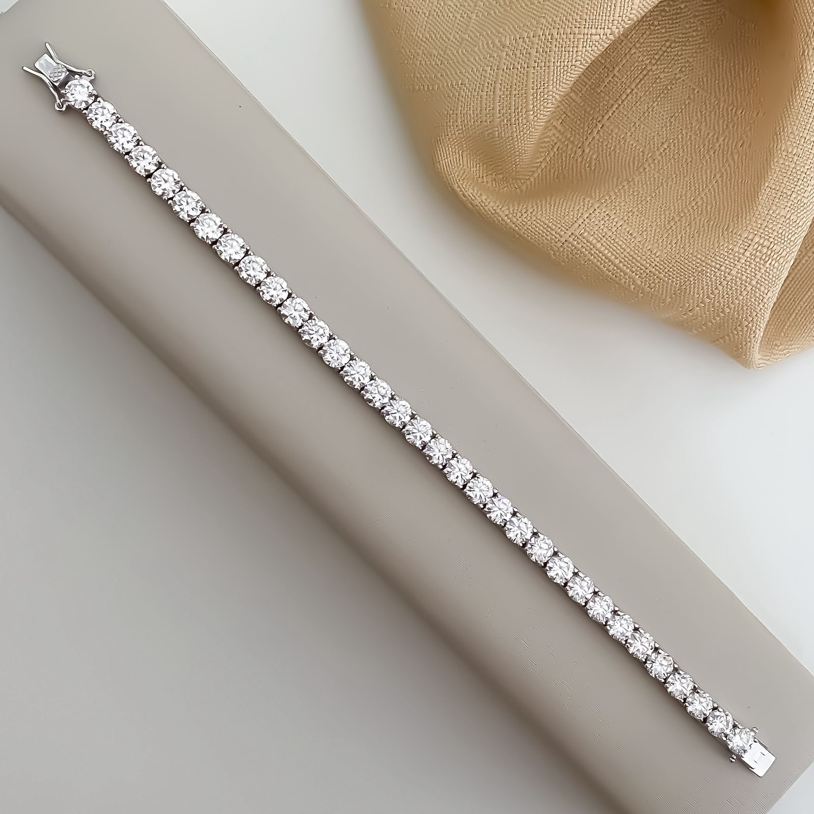 Pulseira Prata Riviera Cristal 4g 18cm 5mm Moissanite