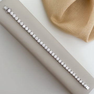 Pulseira Prata Riviera Cristal 4g 18cm 5mm Moissanite