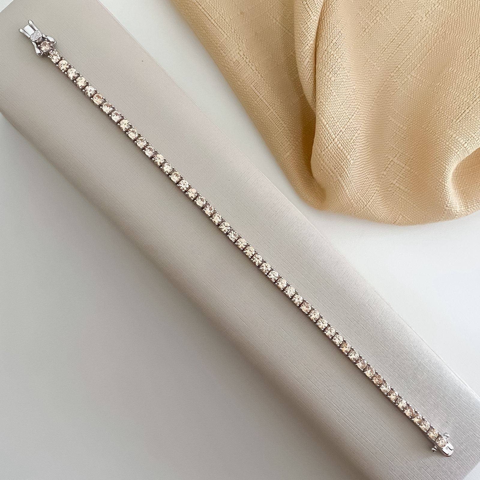 Pulseira Prata Riviera Champanhe 17cm 3mm