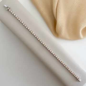 Pulseira Prata Riviera Champanhe 17cm 3mm