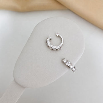 Piercing Prata Cravejado Cristal Par 4mm Moissanite