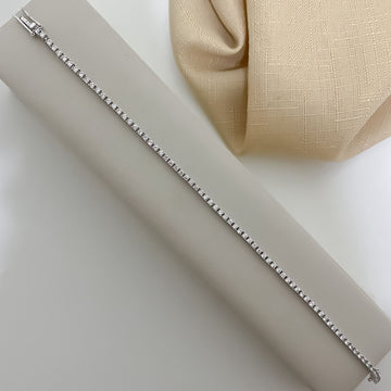 Pulseira Prata Riviera Cristal 2mm 20cm