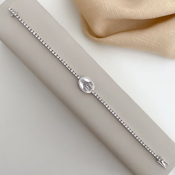 Pulseira Prata Riviera N Sra Graças 4g 18cm 2mm