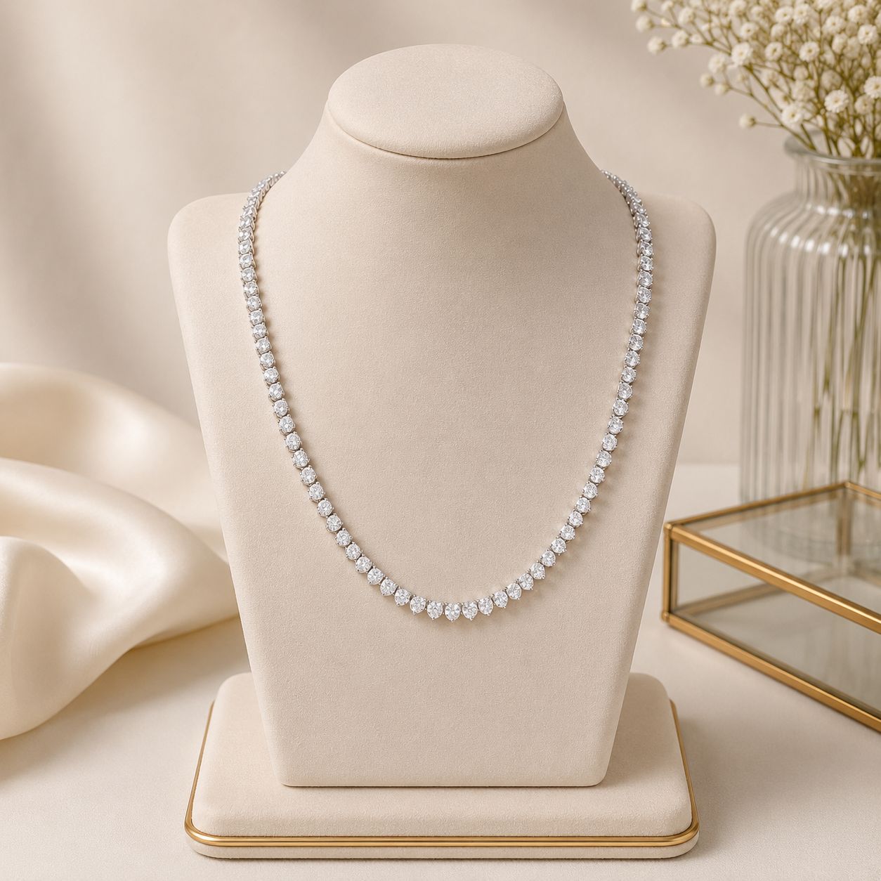 Gargantilha Prata Riviera Cristal 3g 40cm 3mm