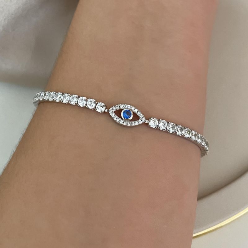 Pulseira Prata Riviera Olho Grego