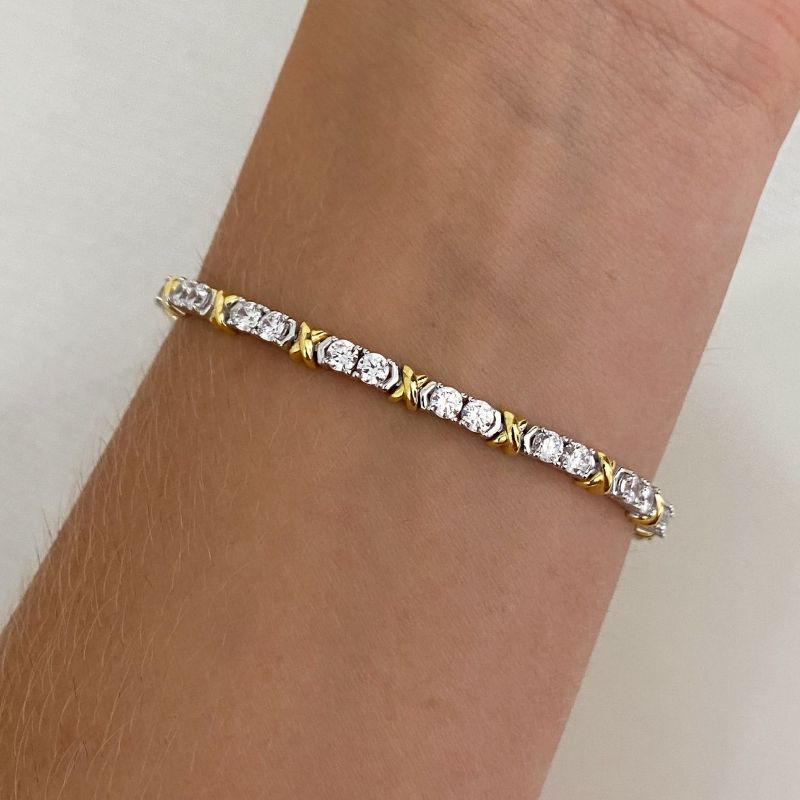 Pulseira Prata em Pedras 3mm 16cm