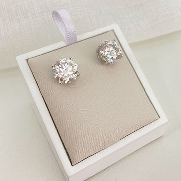 Brinco Prata P. de Luz Cristal Moissanite 10mm