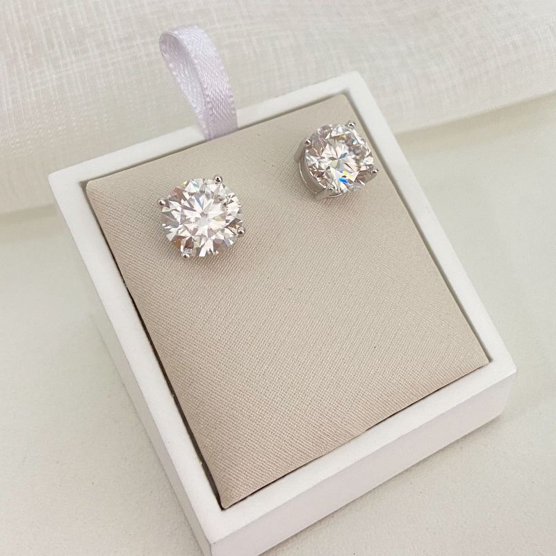 Brinco Prata P. de Luz Cristal Moissanite 10mm