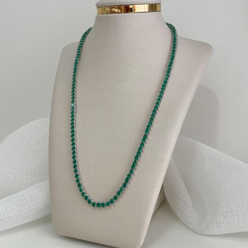 Gargantilha Prata Riviera Verde 3g 45cm 3mm