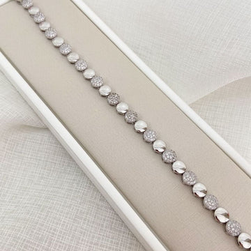 Pulseira Prata Liso/Cravejado 17cm