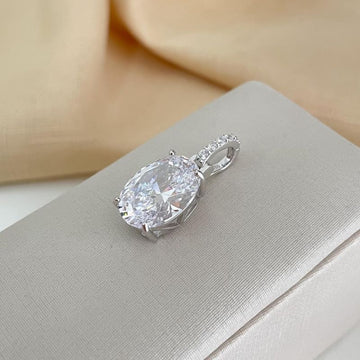 Pingente Prata Pedra Cristal Cravejado 12x16mm