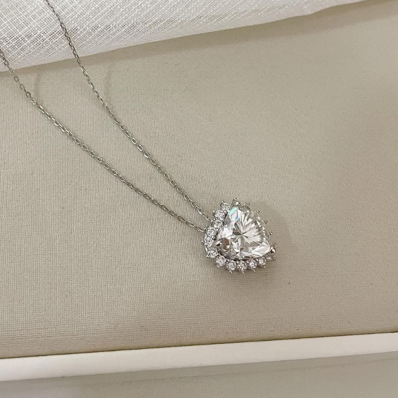 Gargantilha Prata Coração Cristal 45cm 10 Mm Nita
