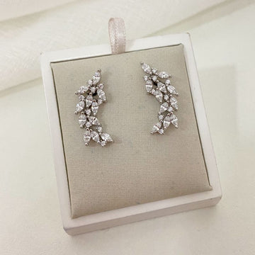 Brinco Prata Earcuff Pedras 2mm Cristais
