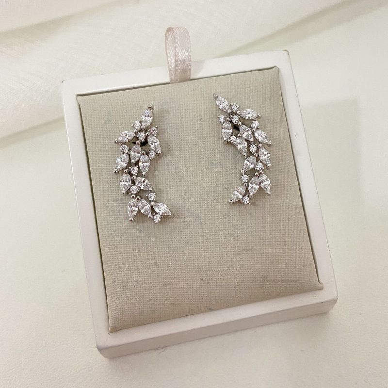 Brinco Prata Earcuff Pedras 2mm Cristais