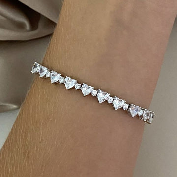 Pulseira Prata Pedra Coração Cristal
