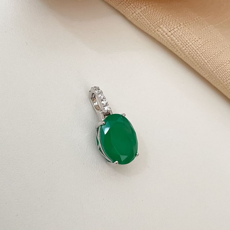 Pingente Prata Pedra 12x16mm