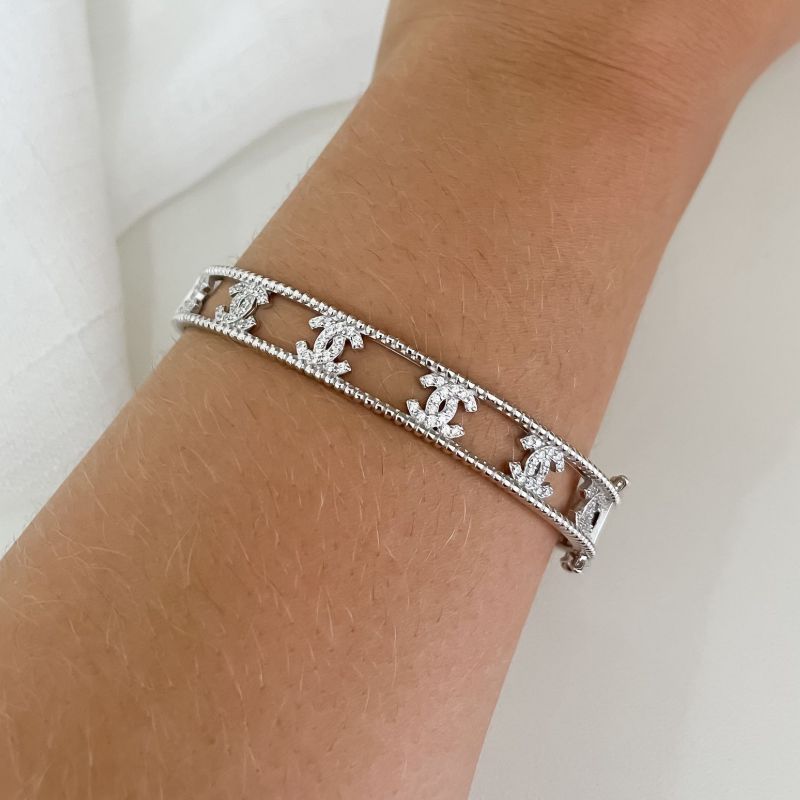 Bracelete Prata Chanel Cravejado