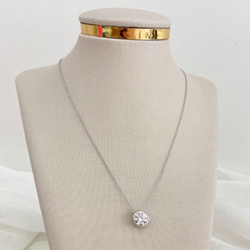 Gargantilha Prata Pedra Cristal 8mm