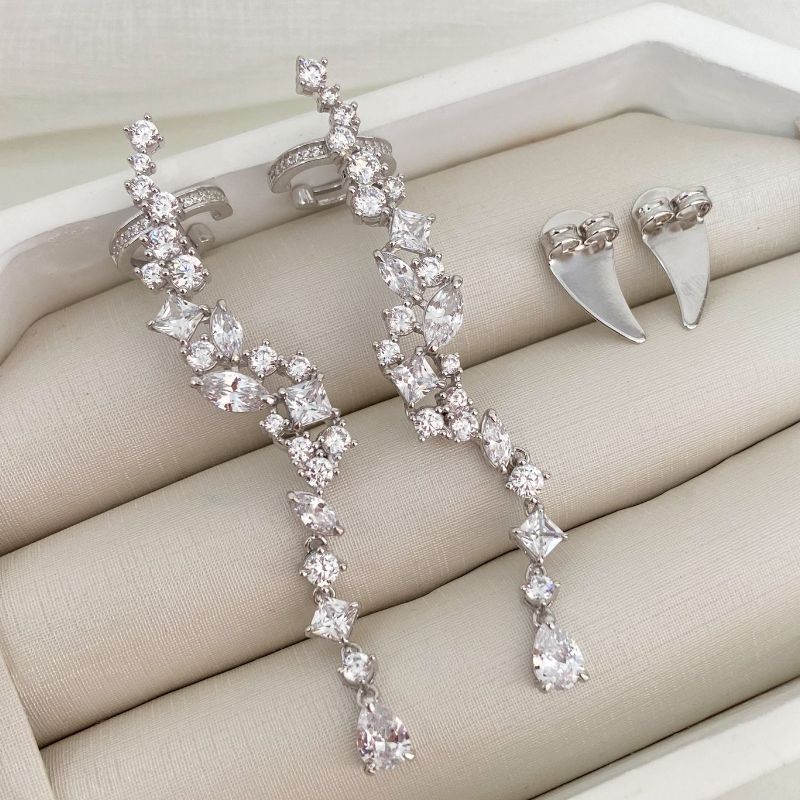 Brinco Prata Earcuff em Pedras 5 Mm