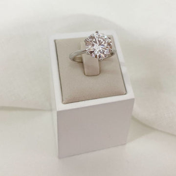 Anel Prata Solitário Moissanite 10mm