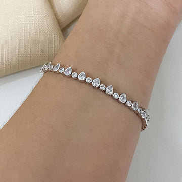Pulseira Prata Gota/Redonda Cristal