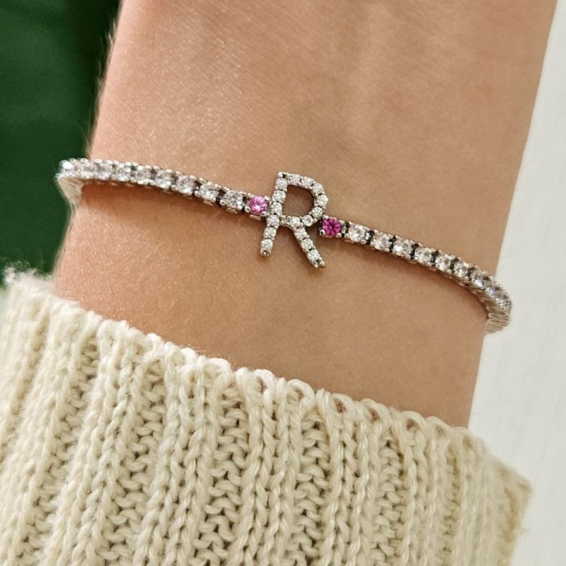 Pulseira Prata Riviera Letra R