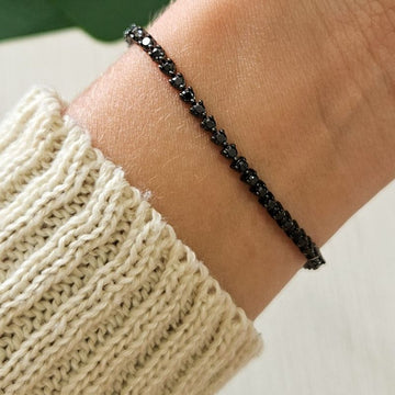 Pulseira Prata Riviera 3g Preta 21cm