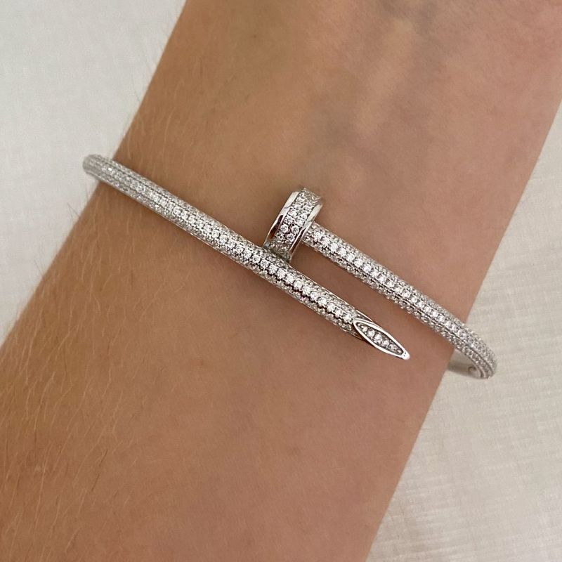 Bracelete Prata Prego Cravejado