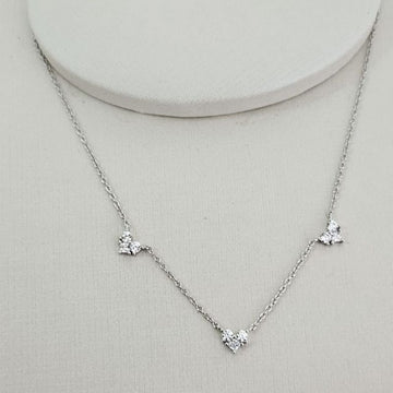 Gargantilha Prata Coracoes em Pedras 1mm