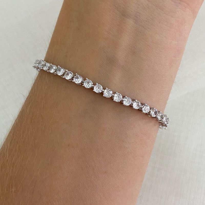 Pulseira Prata Riviera 3mm 18cm