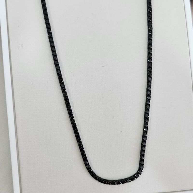 Gargantilha Prata Riviera Preta 50cm 3mm