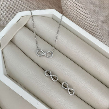 Conjunto Prata Infinito Cravejado
