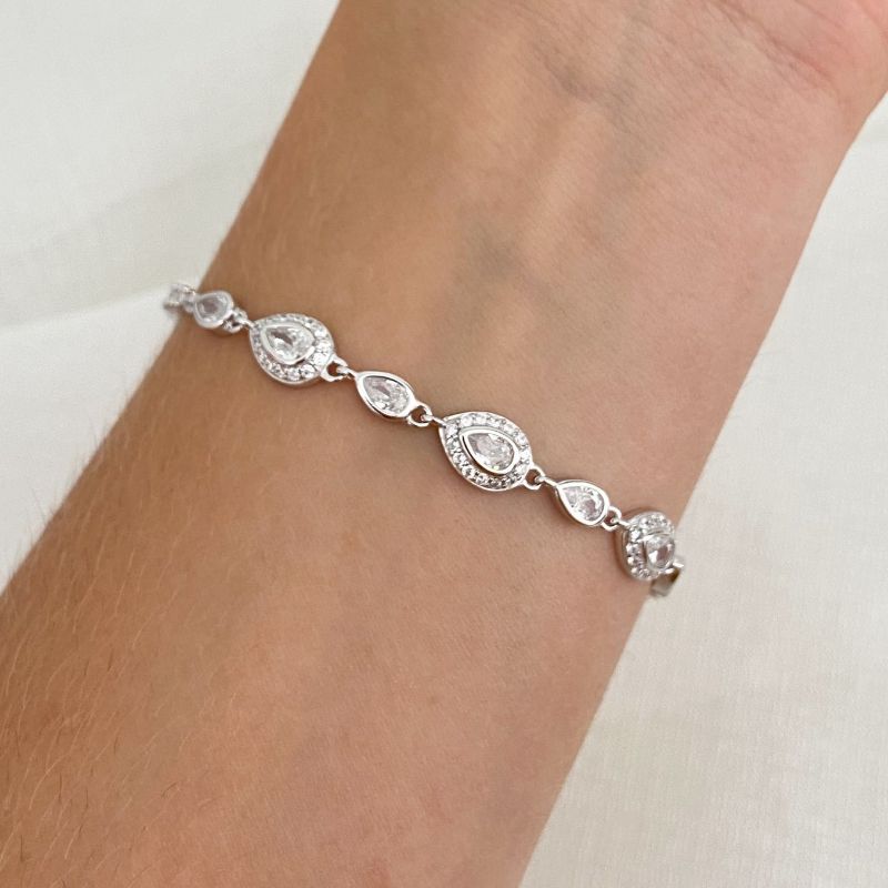 Pulseira Prata 7 Gotas Cravejadas