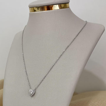 Gargantilha Prata Coração P Moissanite 6mm