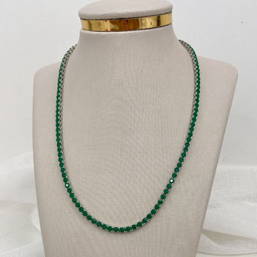 Gargantilha Prata Riviera Verde 40cm 3mm