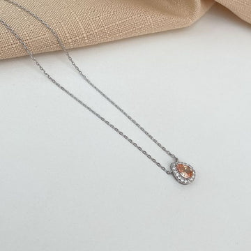 Gargantilha Prata Gota Champanhe Cravejda 45cm 7x5mm