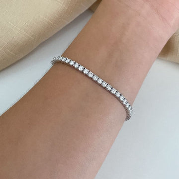 Pulseira Prata Riviera 3mm Moissanite
