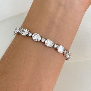 Pulseira Prata em Pedras 17cm 6mm