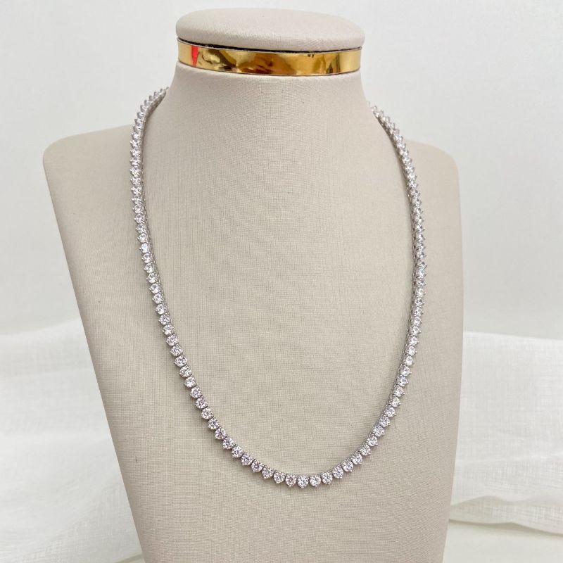 Gargantilha Prata Riviera Cristal 3g 42cm 3mm