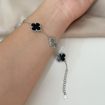 Pulseira Prata Virginia Liso/Preto
