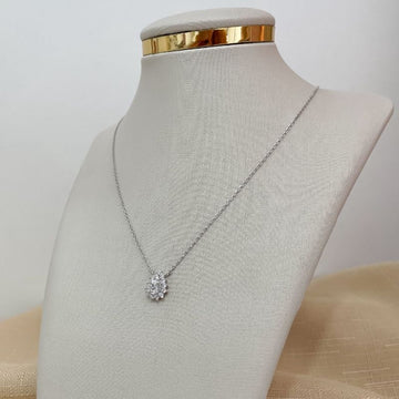 Gargantilha Prata Gota Cristal Cravejada 45cm 3mm