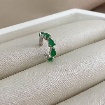 Piercing Prata 5 Pedras Verde