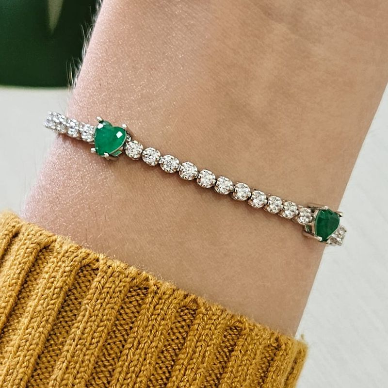 Pulseira Prata Corações