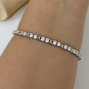 Pulseira Prata Riviera Cristal 17cm 3mm