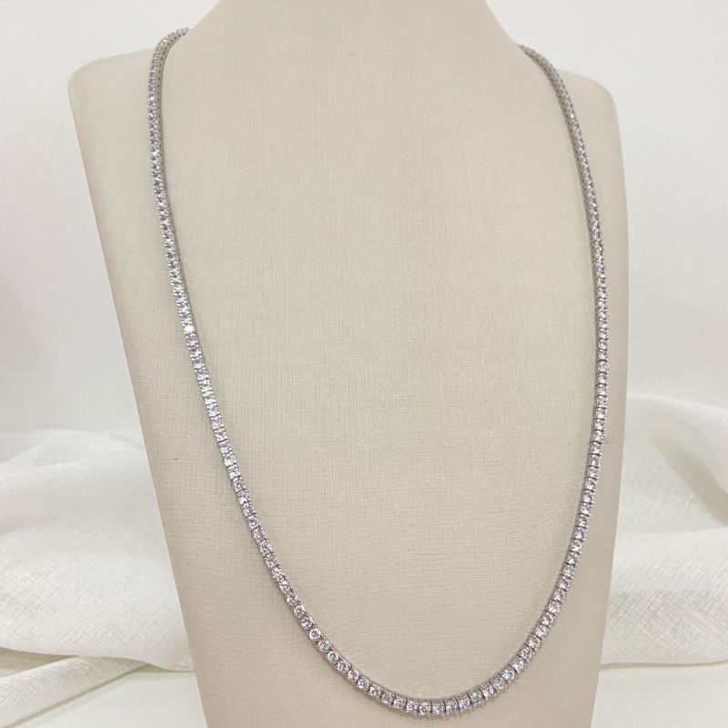 Gargantilha Prata Riviera Cristal 4g 60cm