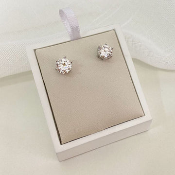 Brinco Prata P. de Luz Cristal Moissanite 7mm