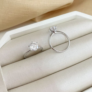 Anel Prata Solitário 8mm Moissanite