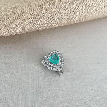 Pingente Prata Pulseira Coração Cravejado Verde